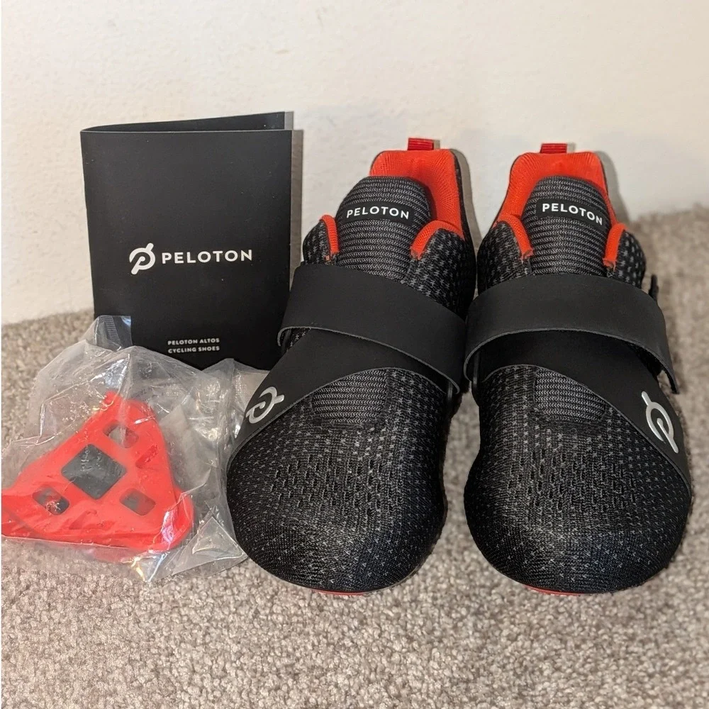 Peloton Altos Cycling Shoes Black Red Mens 5.5 Womens 7 NEW